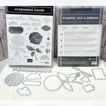 Stampin Up HYDRANGEA HAVEN Flowers Botanical Floral Rubber Stamps Dies