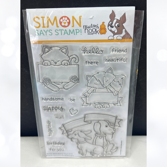 Simon Says Stamp Newtons Nook STAMPTEMBER Hello Beautiful Cat Dog Rubber Stamps