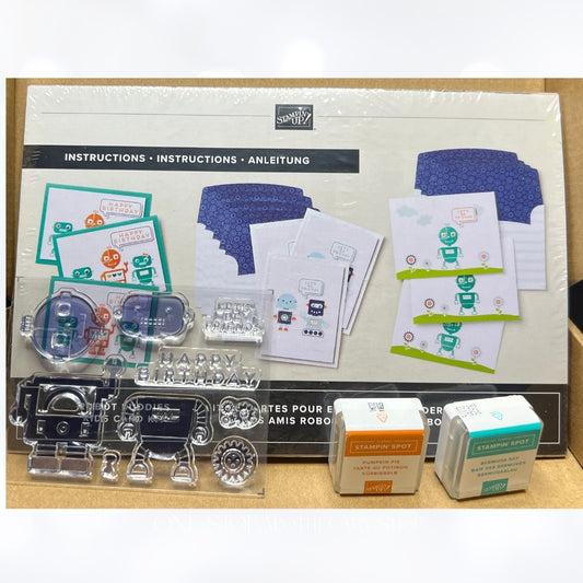 Stampin Up ROBOT BUDDIES Robot Kids Rubber Stamps Ink Pads Card Making Kit