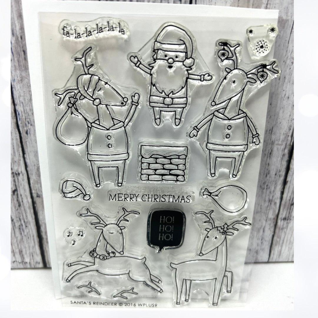 Wplus9 SANTA'S REINDEER W Plus 9 Christmas Rubber Stamps Dies
