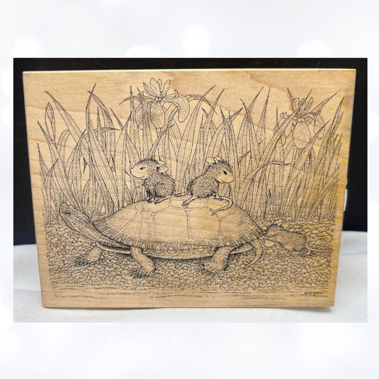 House Mouse TORTOISE & THE MICE Turtle Rubber Stamp