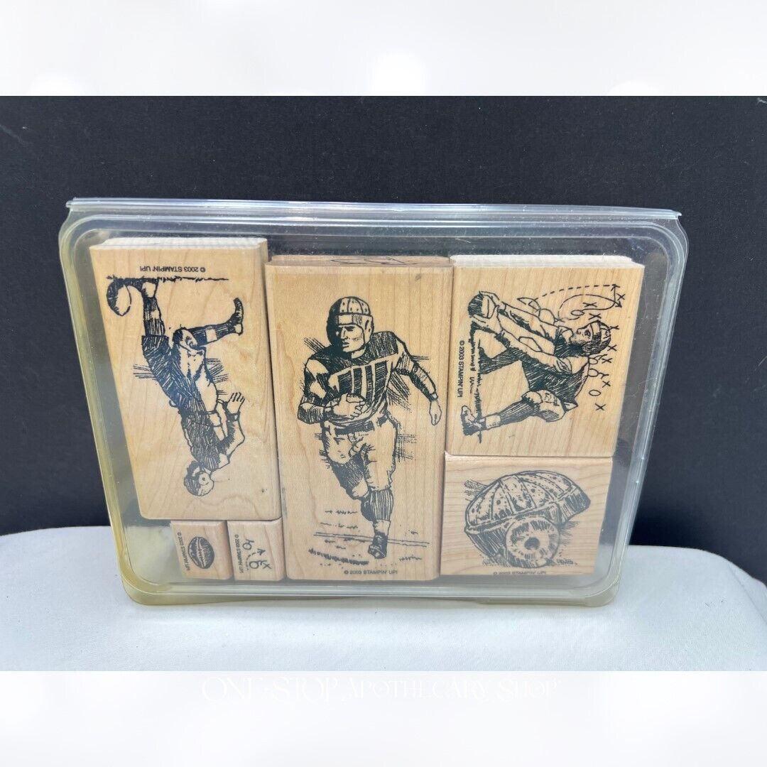 Stampin Up ROUGH & TUMBLE Football Players Game Rubber Stamps Set