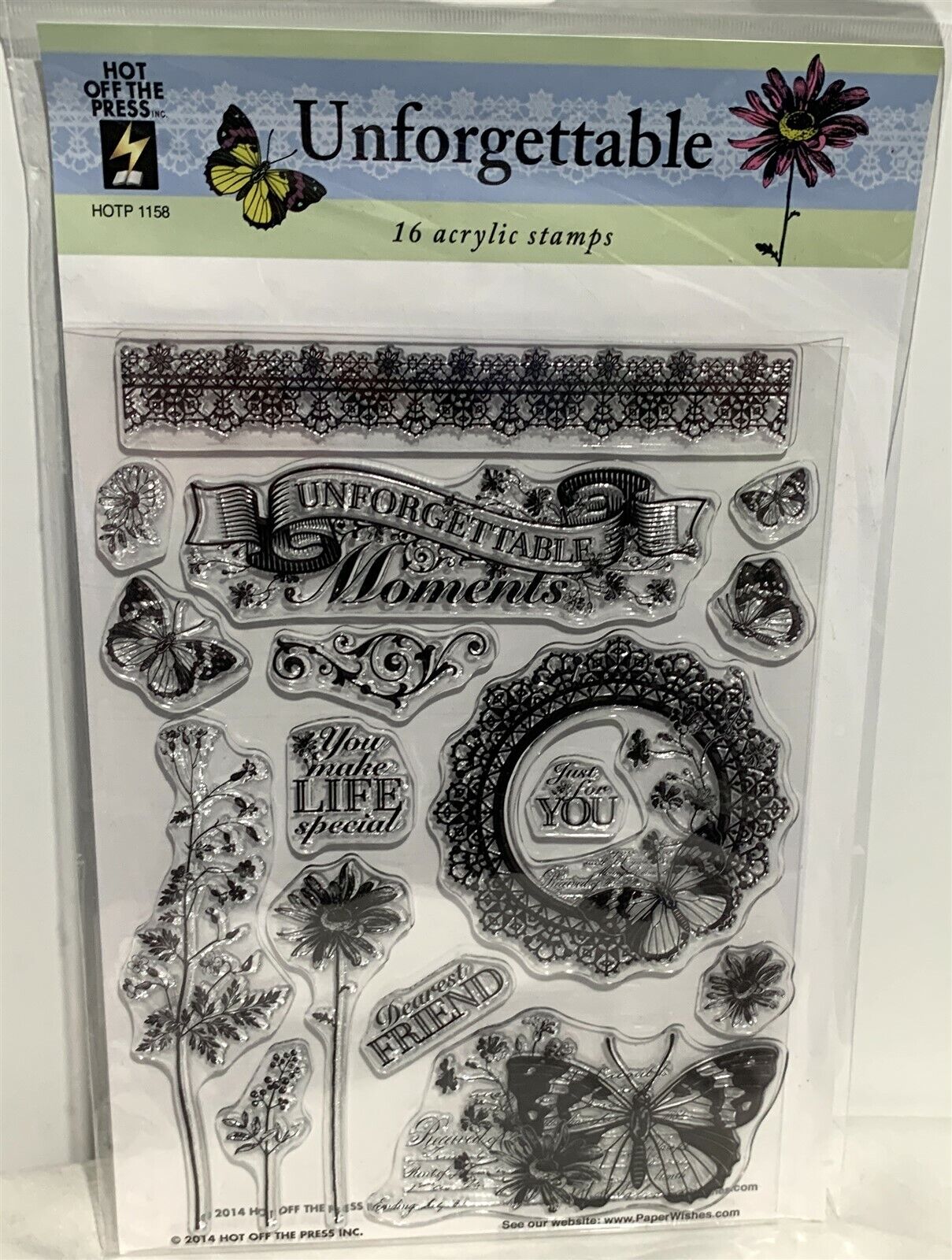 Hot Off the Press UNFORGETTABLE Butterfly Acrylic Rubber Stamps Set