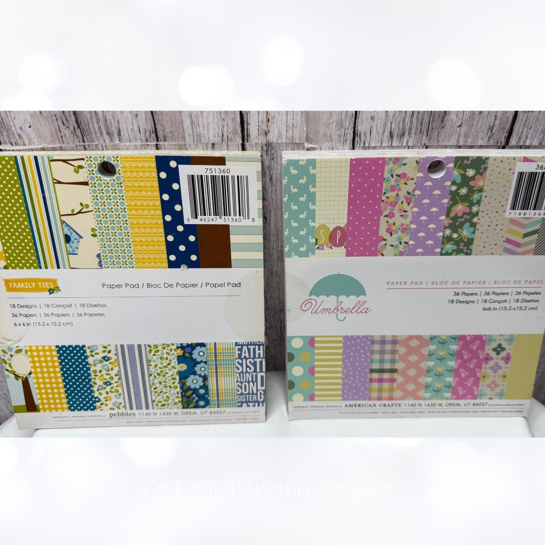 Crate Paper Pebbles 6X6 PAPER PACKS Scrapbook Cardstock Lot of 4
