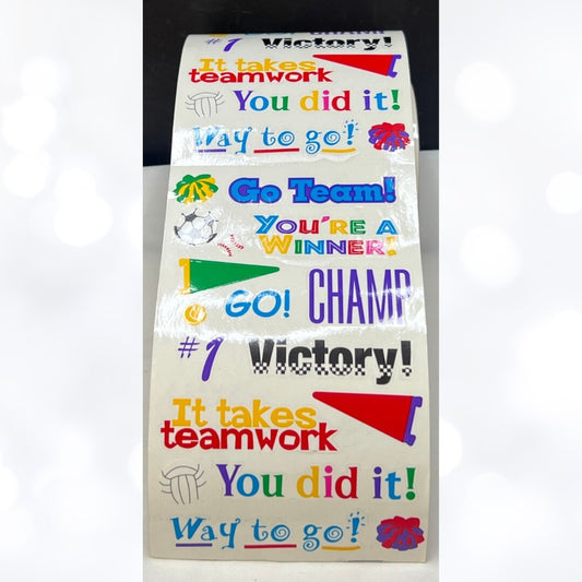 Mrs Grossman's TEAMWORK CAPTIONS Sports Stickers Roll 27 Sheets