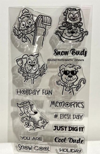 Your Next Stamp HOLIDAY PHOTO BOOTH Animals Christmas Cat Dog Rubber Stamps Dies