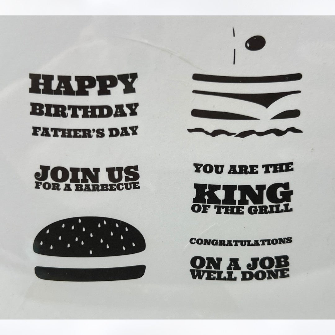 Papertrey Ink KING OF THE GRILL Cheeseburger Fathers Day Dad Rubber Stamps Dies