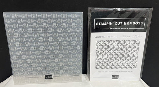 Stampin Up STYLISH SCROLL Texture 6x6 Embossing Folders Lot of 2