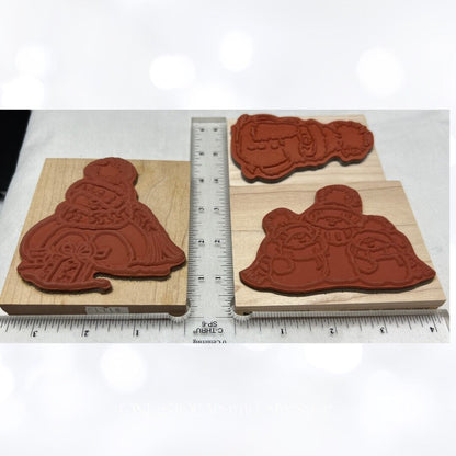 Penny Black SNOWMAN Christmas Holiday Margaret Sherry Rubber Stamps Lot of 3