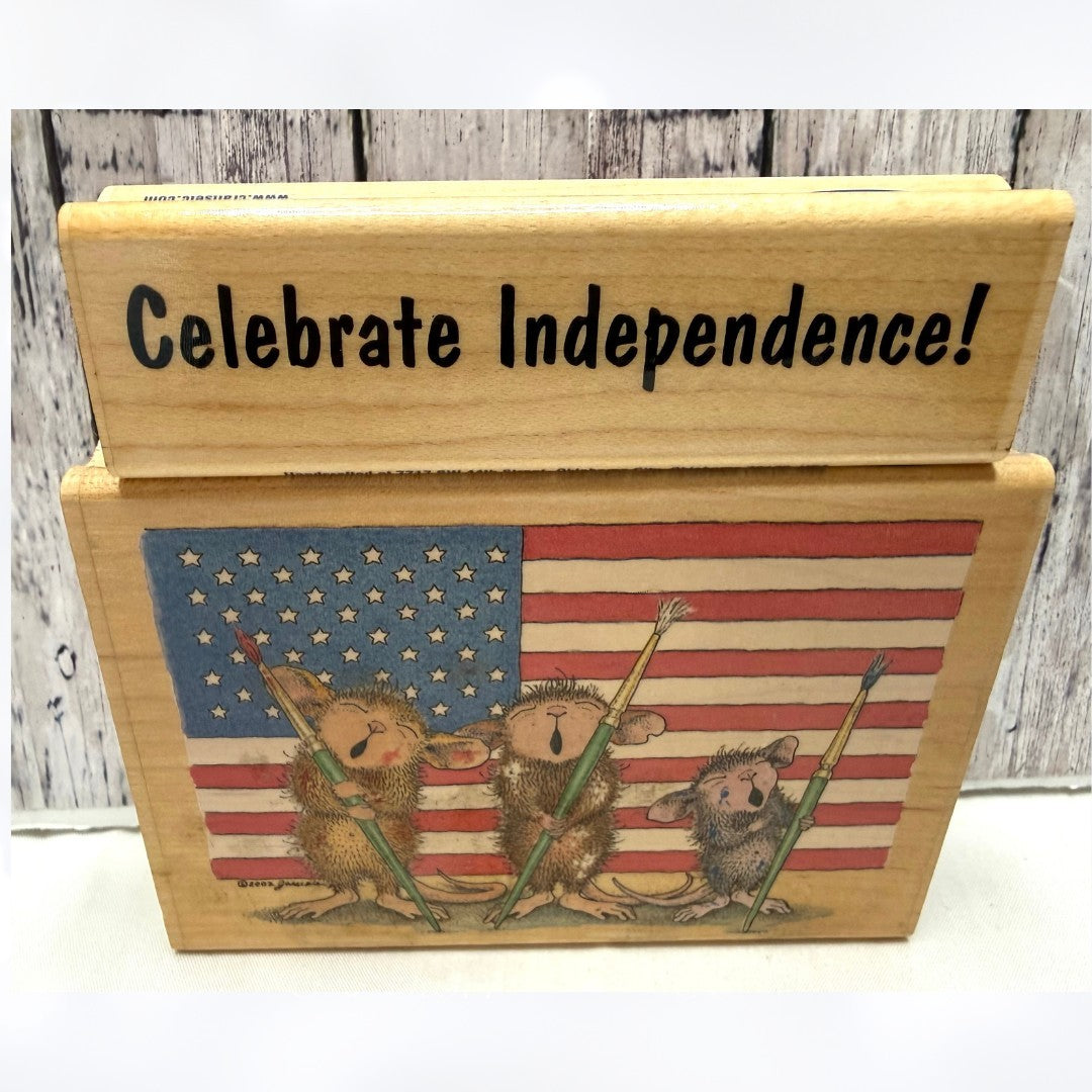 House Mouse SHOW YOUR COLORS 4th of July Flag Rubber Stamps Set of 2