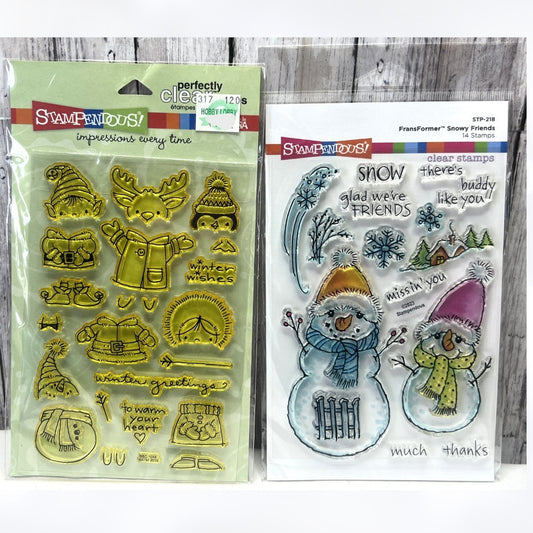 Stampendous SNOWY FRIENDS Short Stacks Christmas Snowman Rubber Stamps