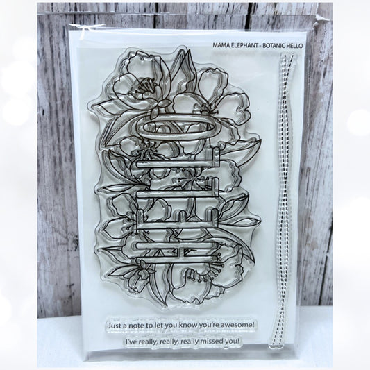 Mama Elephant BOTANIC HELLO Flowers Floral Rubber Stamps