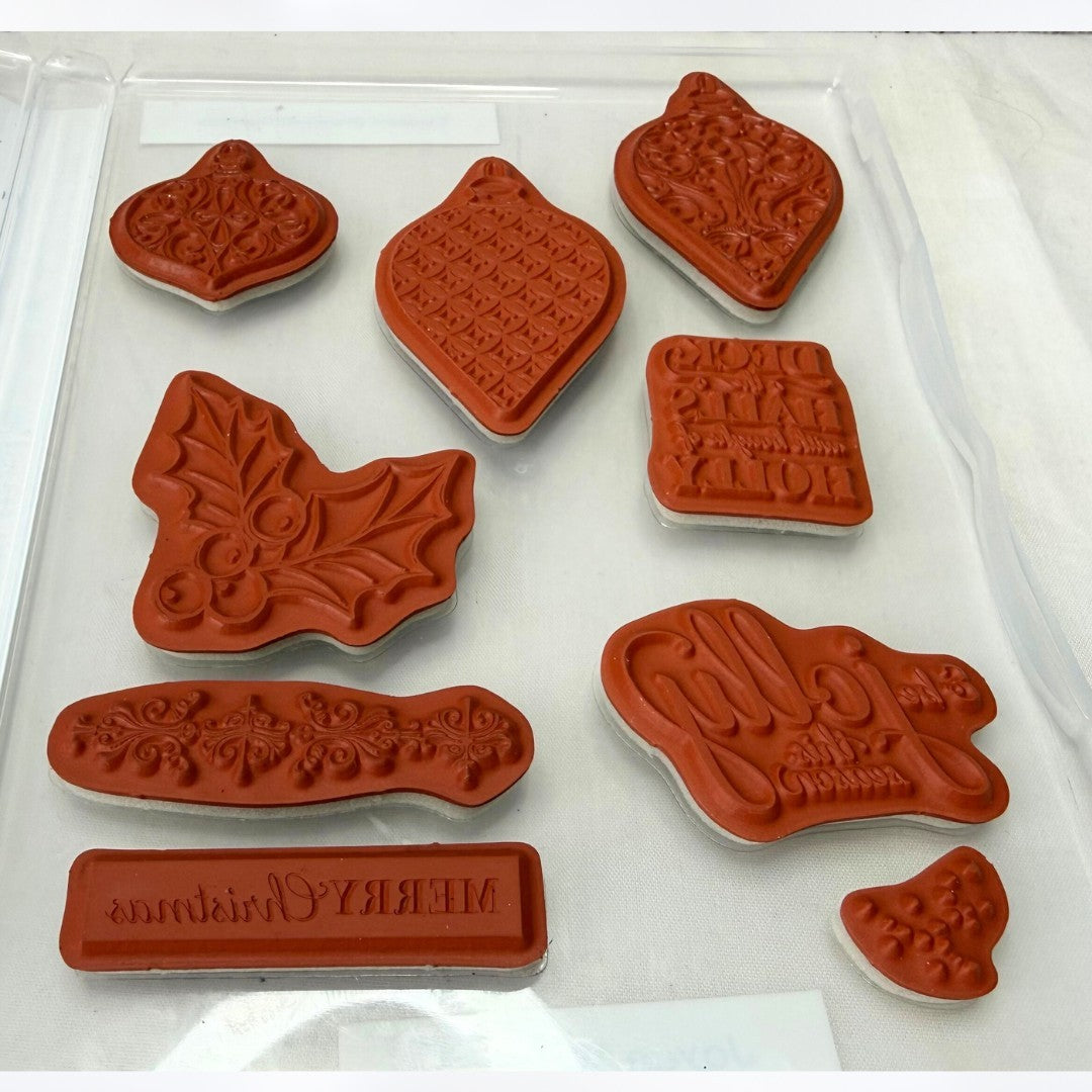 Stampin Up CHRISTMAS GLEAMING Ornaments Rubber Stamps Punches AS IS**