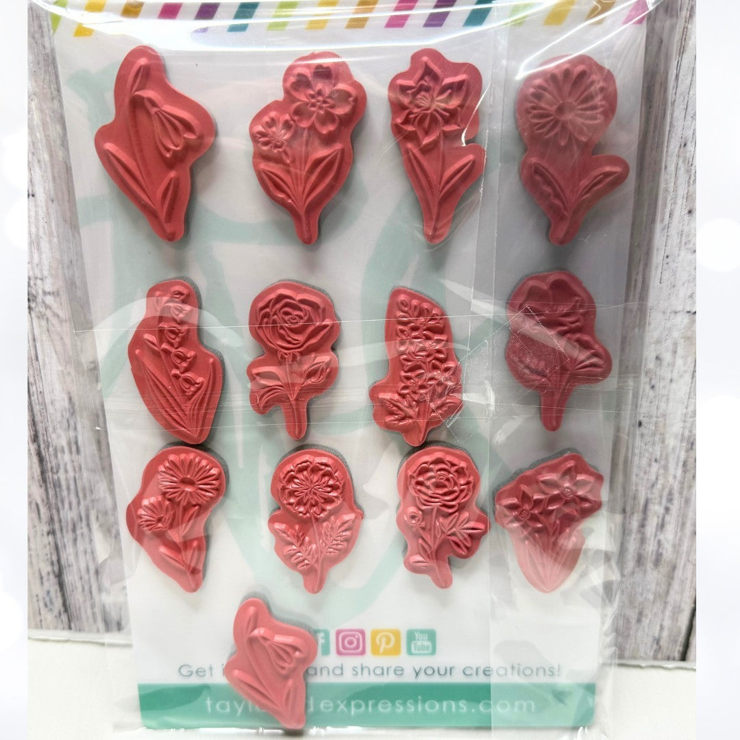 Taylored Expressions A YEAR IN BLOOM Floral Flowers Rubber Stamps Rare