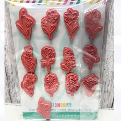 Taylored Expressions A YEAR IN BLOOM Floral Flowers Rubber Stamps Rare