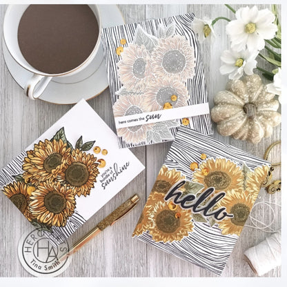 My Hero Arts Kit SUNFLOWERS Autumn Fall Rubber Stamps Dies Stencils Sept 2021