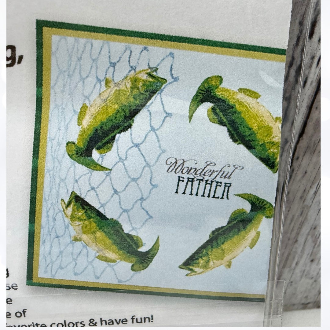 Kitchen Sink LAKE CANOE Fishing Fish Fathers Day Layering Rubber Stamps Lot of 3