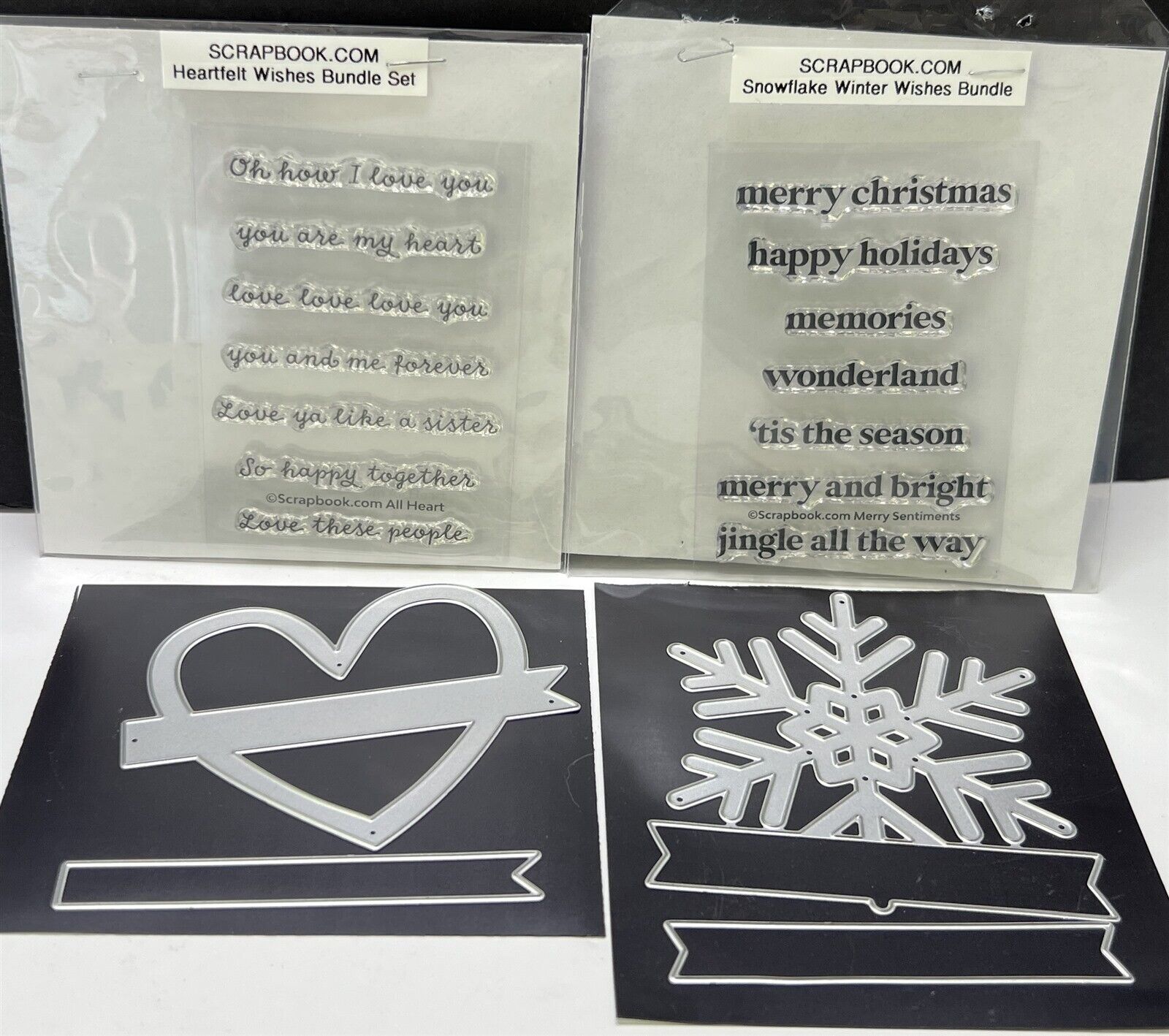 Scrapbook.com WINTER HEARTFELT WISHES Greetings Christmas Rubber Stamps Dies