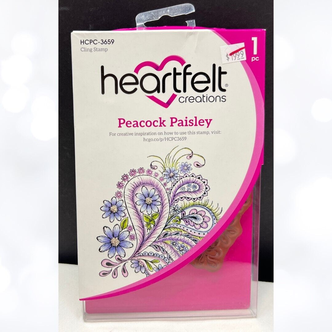 Heartfelt Creations PEACOCK PAISLEY Feathers Rubber Stamps