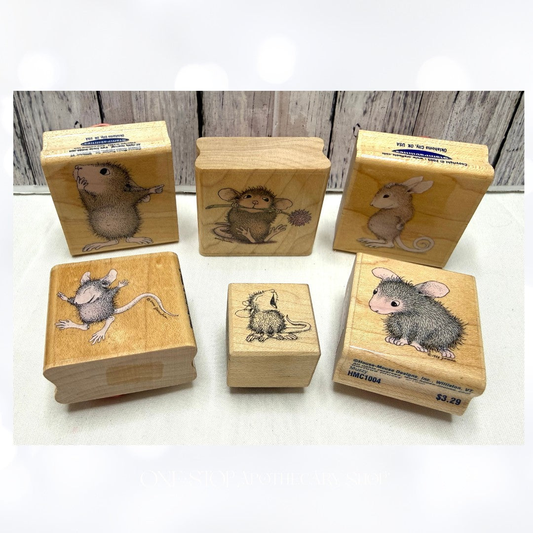 House Mouse MUDPIE MUZZY MONICA Friends Mice Mini Rubber Stamps Lot of 6