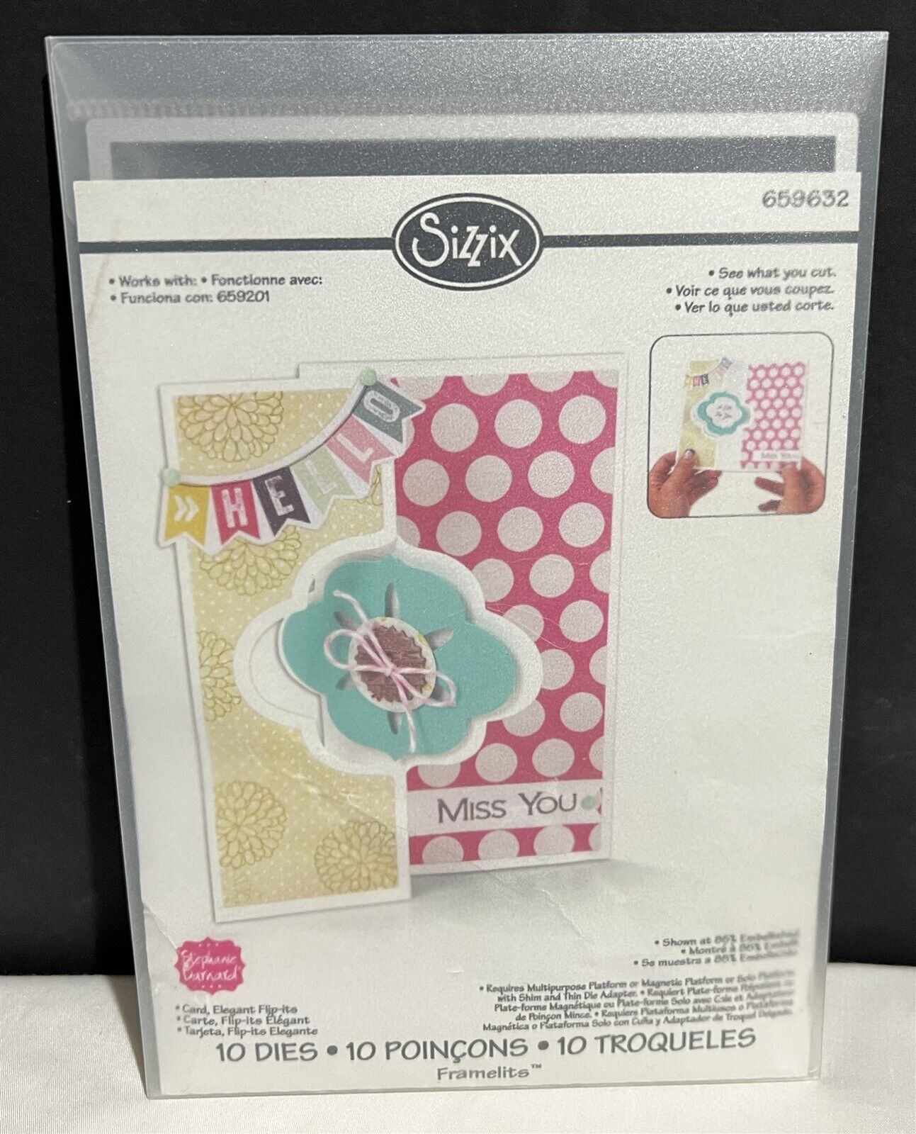 Sizzix ELEGANT CARD FLIP ITS Stephanie Barnard Card Making Dies Rare