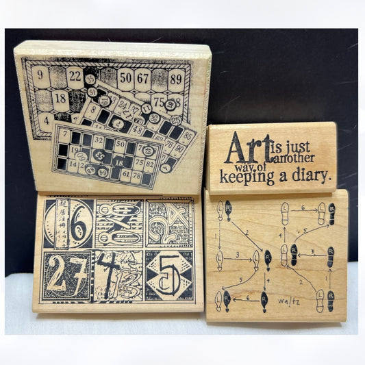 Mixed Media Stampers Anonymous Waltz Games Numbers Rubber Stamps Lot of 4