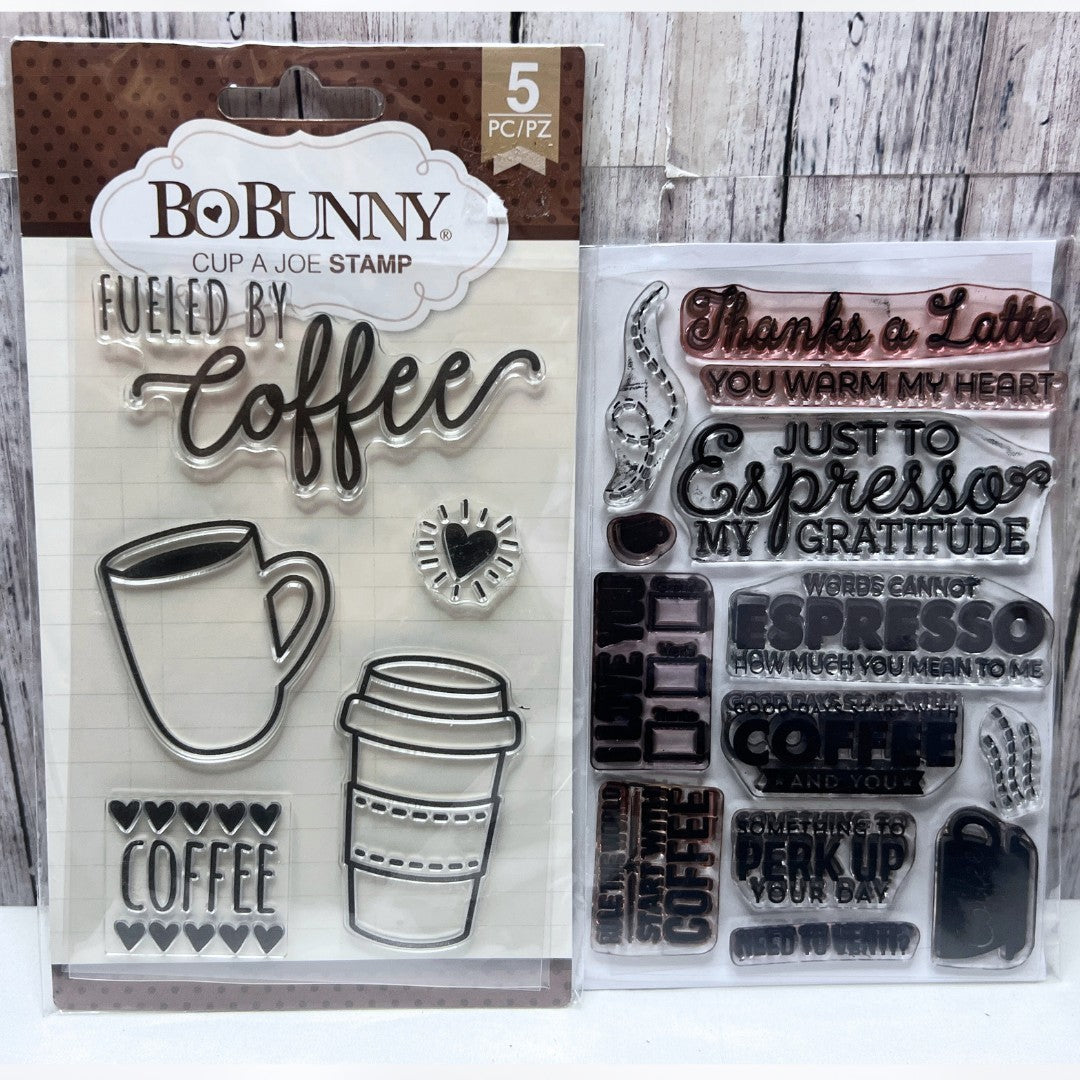 My Favorite Things Bo Bunny PERK UP Cup a Joe Coffee Latte Rubber Stamps