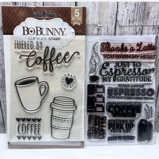 My Favorite Things Bo Bunny PERK UP Cup a Joe Coffee Latte Rubber Stamps