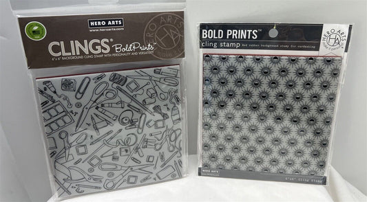 Hero Arts CRAFTING TOOLS Sun Pattern Background 6x6 Rubber Stamps Lot of 2