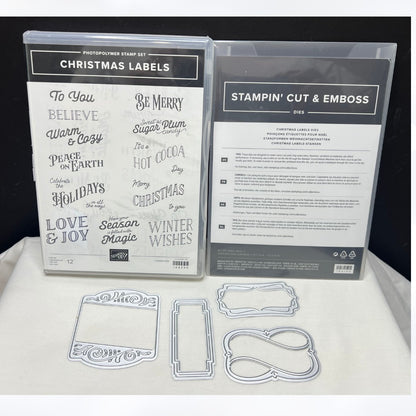Stampin Up CHRISTMAS LABELS Greetings Sentiments Holiday Rubber Stamps Dies