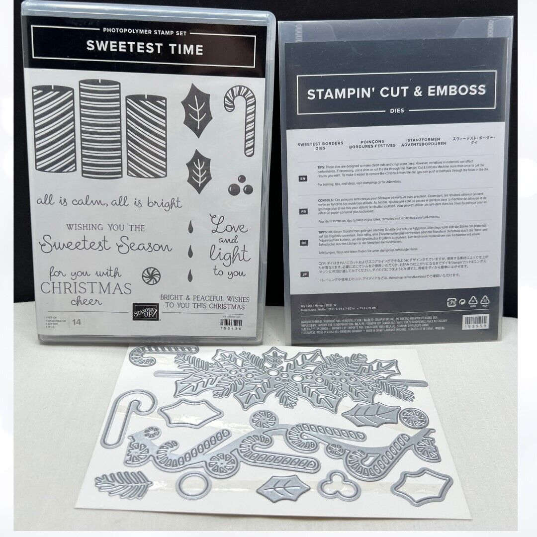 Stampin Up SWEETEST TIME Borders Christmas Rubber Stamps Framelits Dies