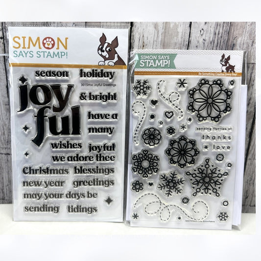 Simon Says Stamp JOYFUL GREETINGS Cute Snowflakes Christmas Rubber Stamps