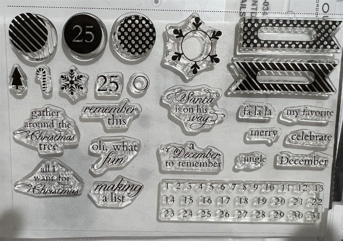 Papertrey Ink COUNTDOWN DETAILS Christmas Holiday Rubber Stamps Dies Set