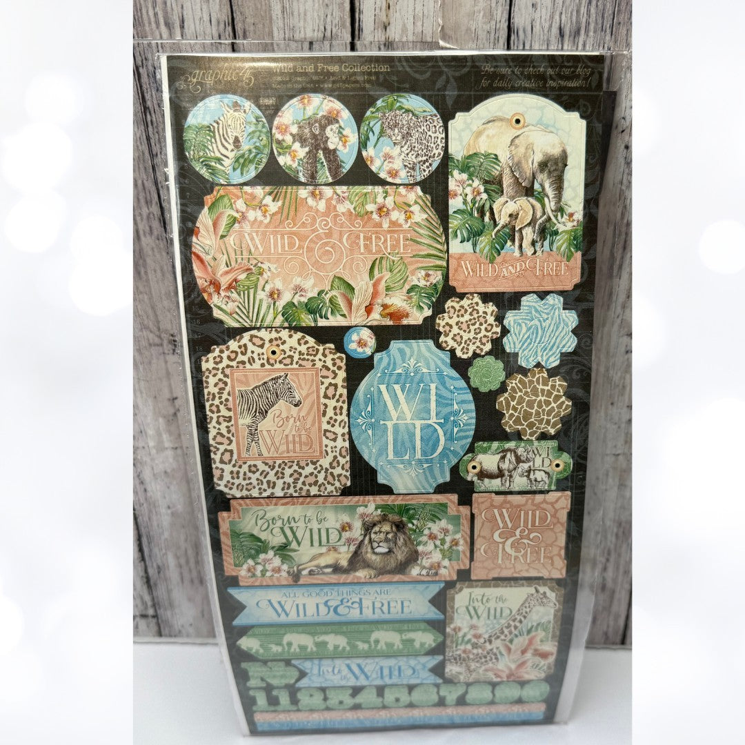 Graphic 45 WILD & FREE Safari Jungle 12x12 Papers Stickers Kit