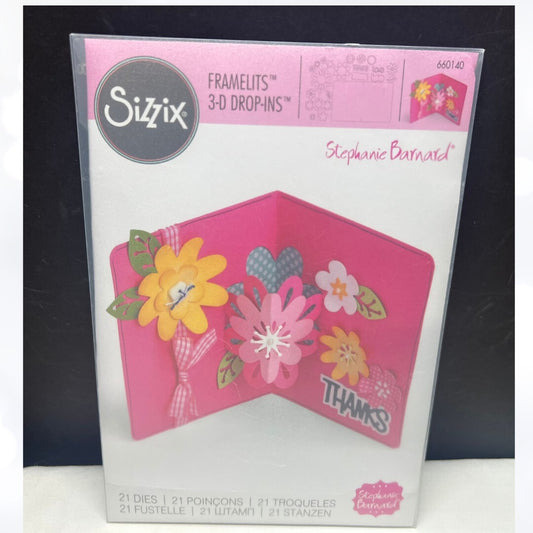 Sizzix Stephanie Barnard CARD WITH FLOWERS 3-D Drop Ins 660140 Framelits Dies