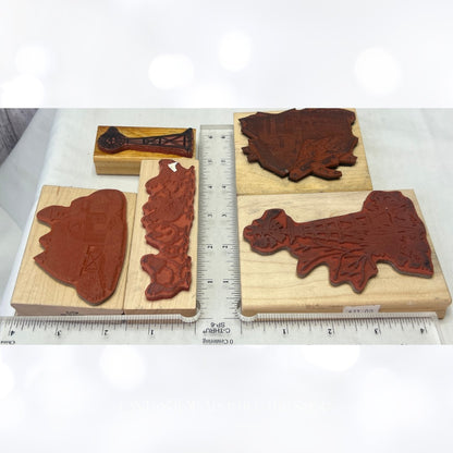 FARM Barn Windmill Chickens Wood Rubber Stamps Lot