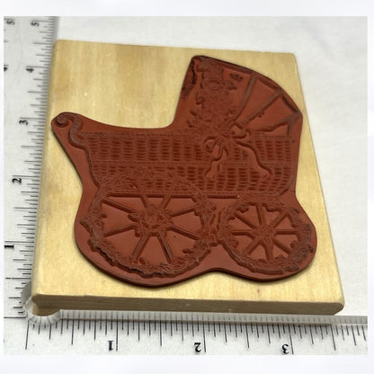 Uptown VICTORIAN FLOWER CARRIAGE Baby Shower Boy Girl Rubber Stamp