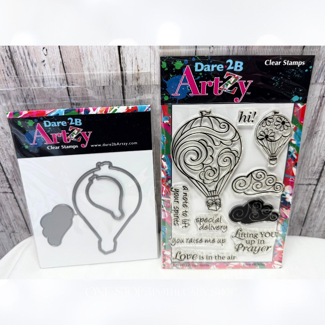 Dare 2B Artzy LIFT YOUR SPIRITS Hot Air Balloon Rubber Stamps Dies