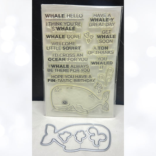 Technique Tuesday WENDALL THE WHALE Ocean Sea Funny Rubber Stamps Dies