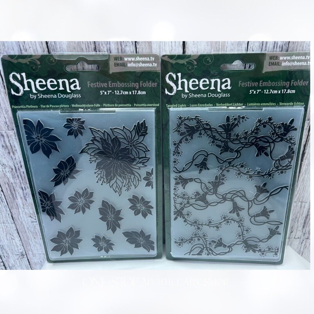 Sheena CHRISTMAS Lights Ornaments Snowflakes 5x7 Embossing Folders
