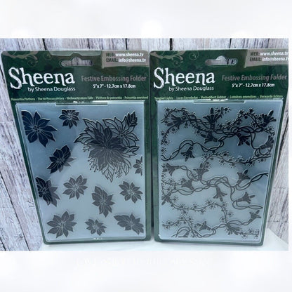 Sheena CHRISTMAS Lights Ornaments Snowflakes 5x7 Embossing Folders