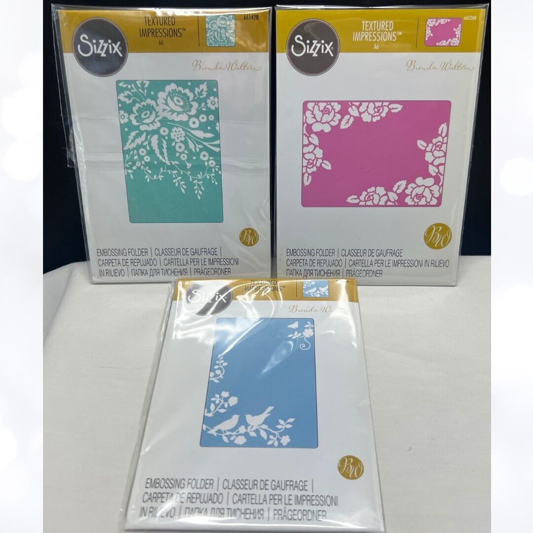 Sizzix BRENDA WALTON Rose Flowers Birds Embossing Folders