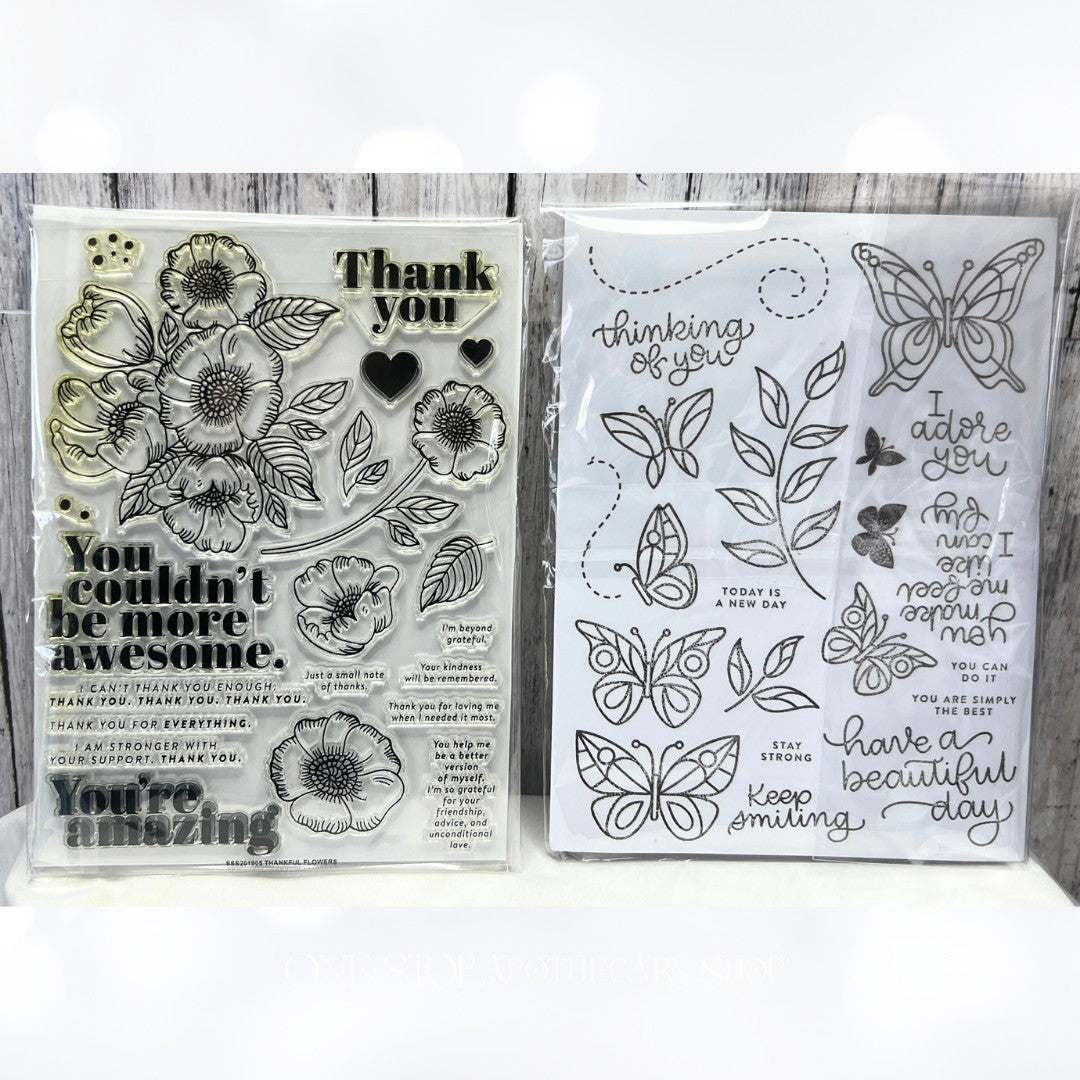 Simon Says Stamp BEAUTIFUL DAY Thankful Flowers 6x8 Rubber Stamps