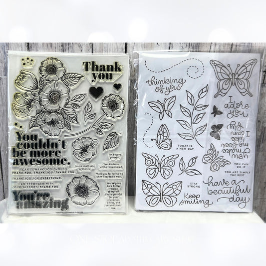 Simon Says Stamp BEAUTIFUL DAY Thankful Flowers 6x8 Rubber Stamps