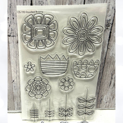 My Favorite Things DOODLED BLOOMS Flowers Floral Mixed Media Rubber Stamps Dies
