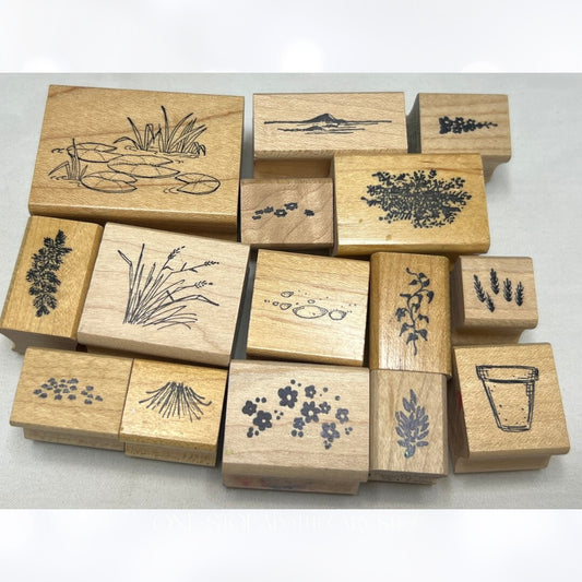 Art Impressions FOLIAGE & FLOWERS Watercolor Wood Rubber Stamps Lot of 15