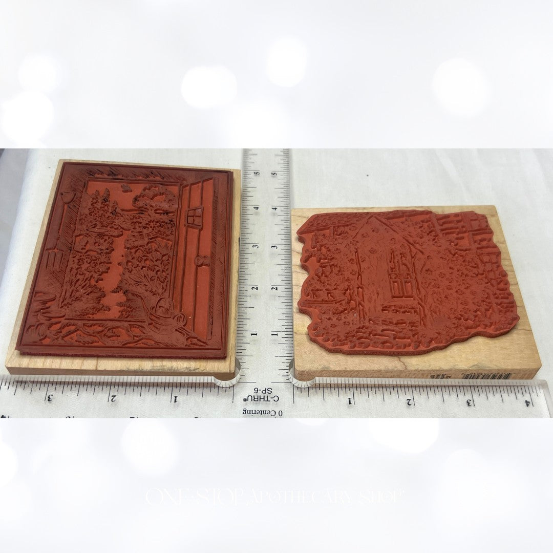 PSX GARDEN DOORWAYS Doors Spring Flowers Rubber Stamps Set of 2