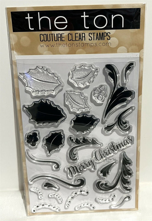 The Ton HOLLY LEAVES Christmas Holiday Rubber Stamps Set