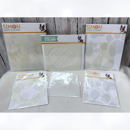 Simon Says Stamp TULIPS Easter Eggs Spring Halloween Leaves Stencils Lot