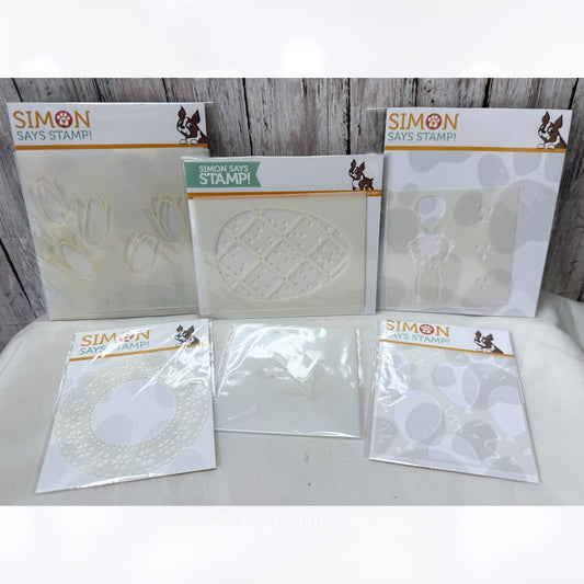Simon Says Stamp TULIPS Easter Eggs Spring Halloween Leaves Stencils Lot